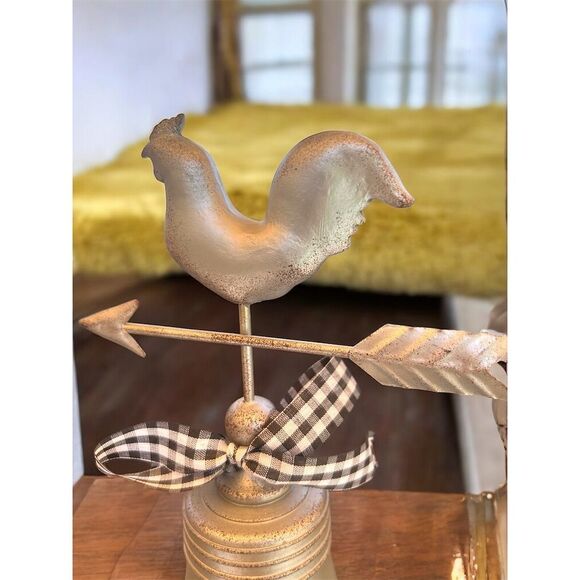 Holiday Home Rooster Weathervane Tabletop Bell Farmhouse Decor Rustic Farmcore - Picture 6 of 7